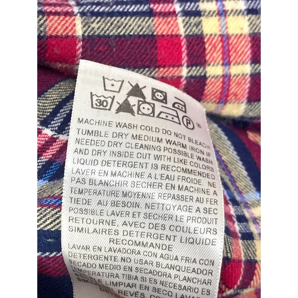 Levis Plaid Flannel Western Snap Button Shirt Mens XL Red Blue Modern Fit Cowboy